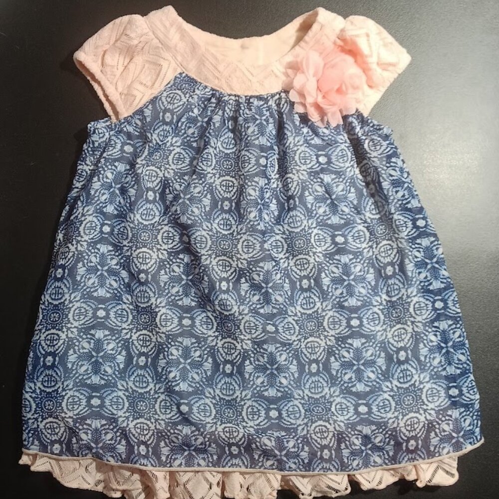 Youngland girls dress 24M Peach and Blue